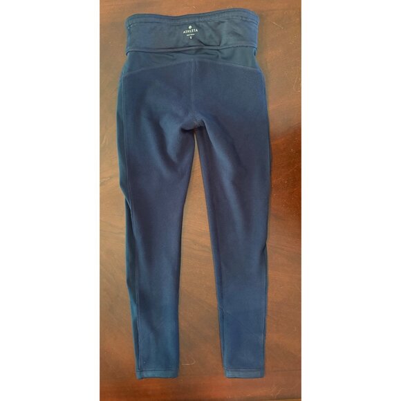 Athleta Fleece Lined Athletic Running Leggings in Navy Blue Heather Size Small - Picture 4 of 11